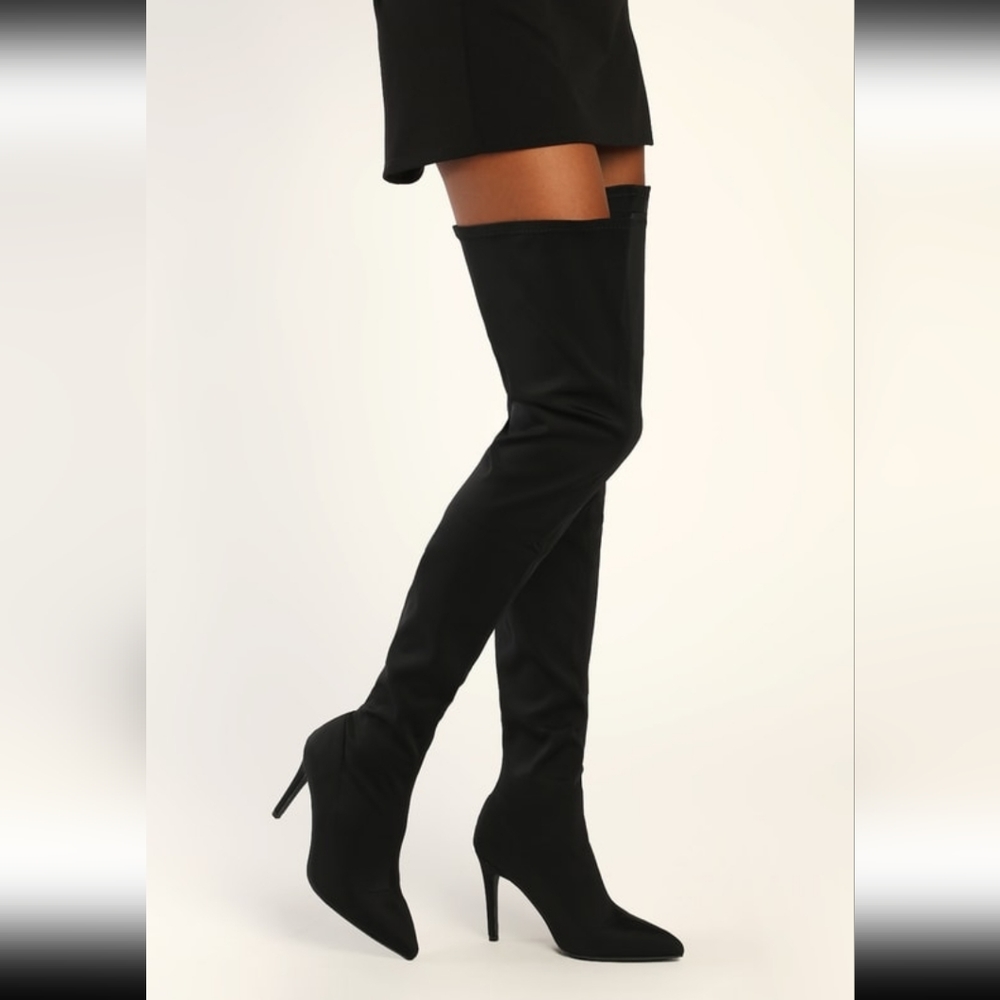 NWT Lulu's Akira Black Over-The-Knee High Heel boots